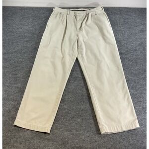 Polo Ralph Lauren Pleated Pants Mens 38x30 100% Cotton Khaki Classic Fit Slacks